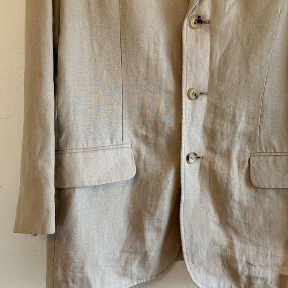 Ralph Lauren Polo 100% Linen Tan 3 Button Blazer Jacket  Sz L - Picture 2 of 14